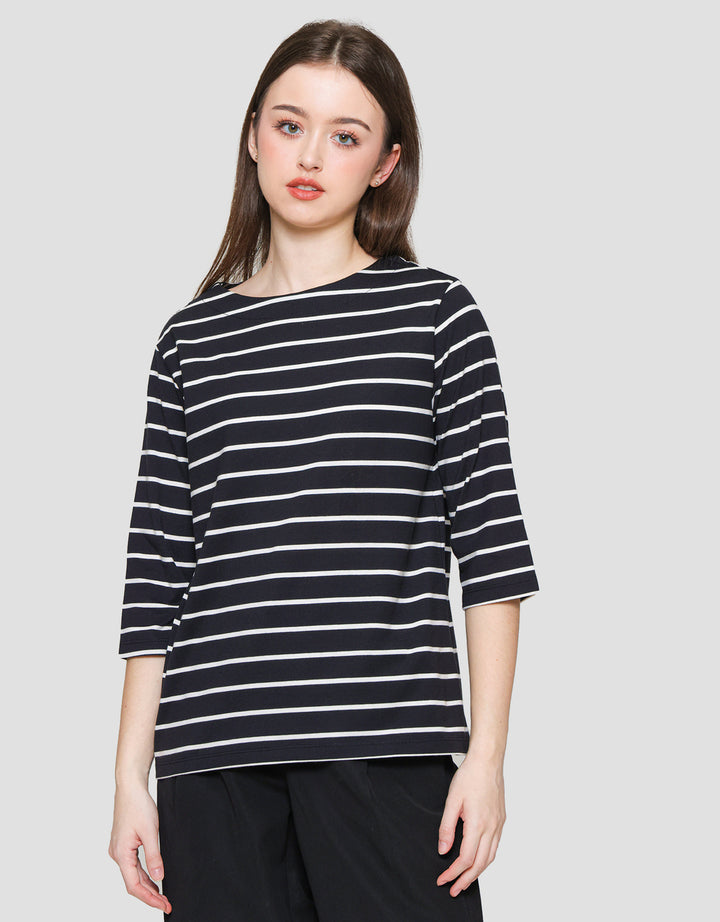 St. Yves Boat Neck Stripy Kaos Wanita
