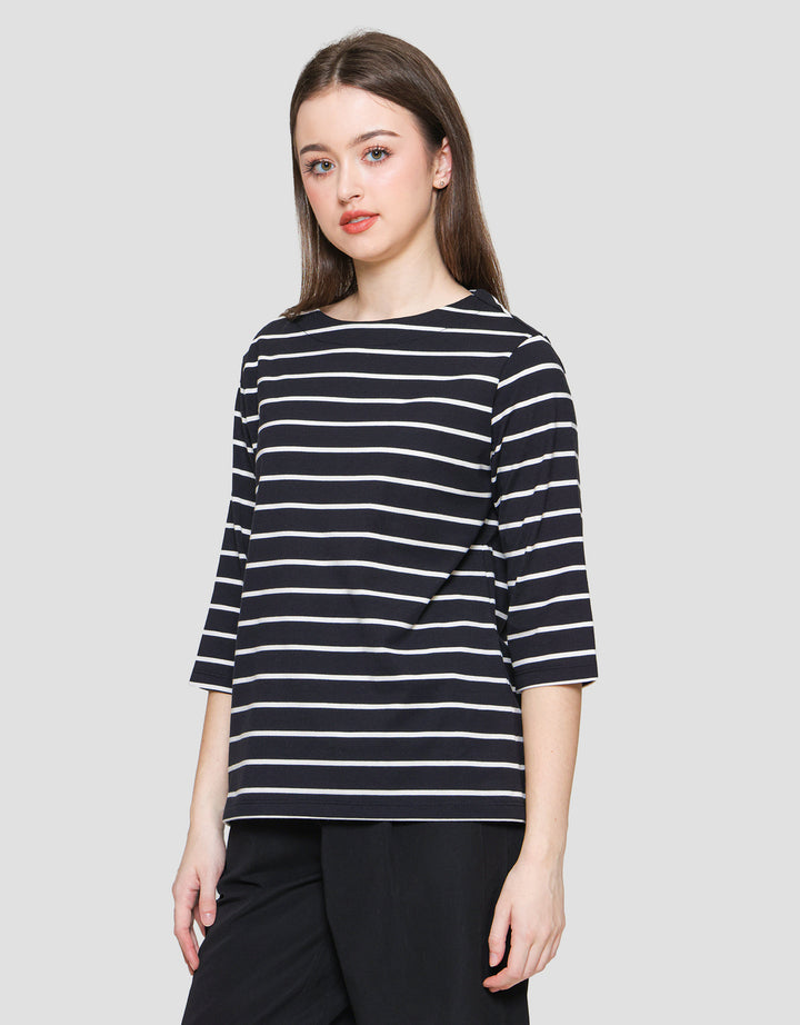 St. Yves Boat Neck Stripy Kaos Wanita