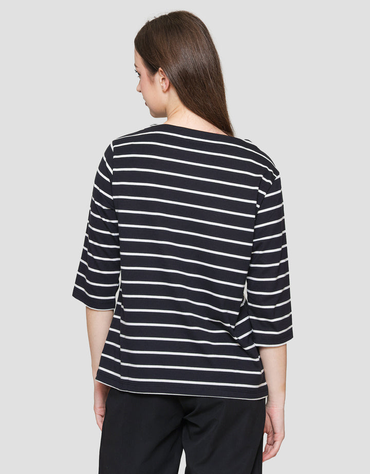 St. Yves Boat Neck Stripy Kaos Wanita
