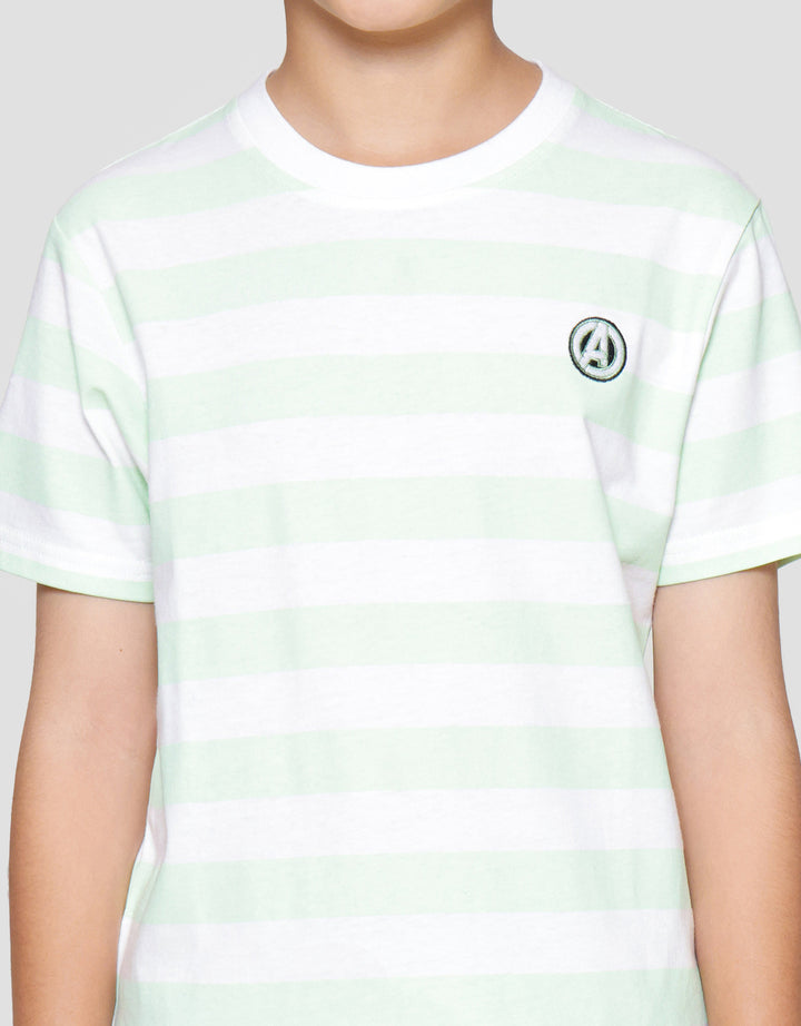 Marvel Avenger Stripe Logo Patch Kaos Lengan Pendek Anak Laki-laki