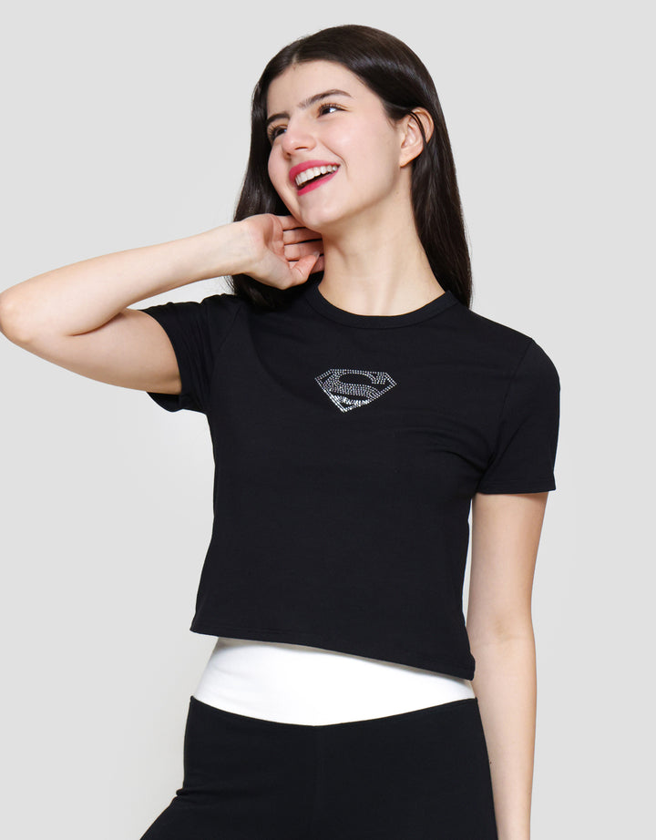 Nevada Spandex Print Studs Superman Kaos Wanita