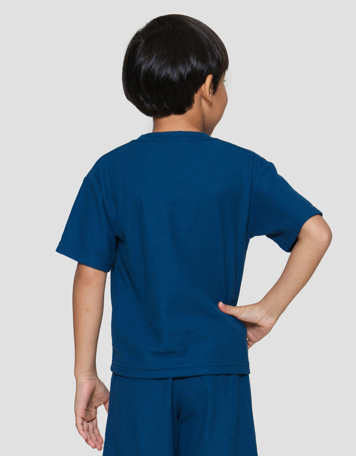 Little M Ov Waffle Bdr Sail Print Kaos Lengan Pendek Anak Laki-laki