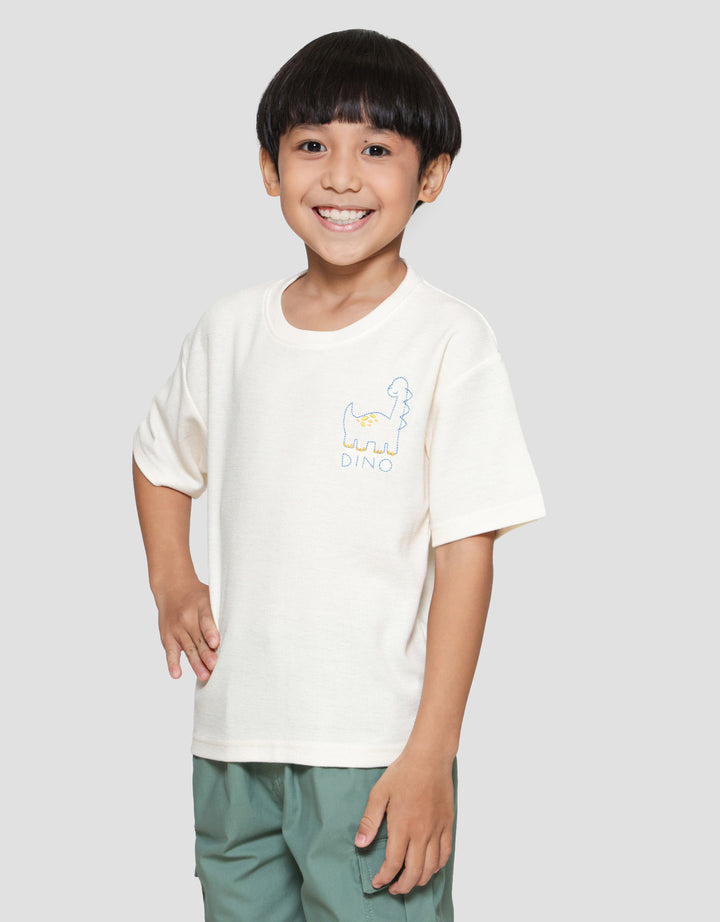 Little M Ov Waffle Bdr Dino Print Kaos Lengan Pendek Anak Laki-laki