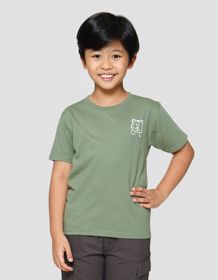 Little M Tiger Sablon Kiri Kaos Anak Laki-laki