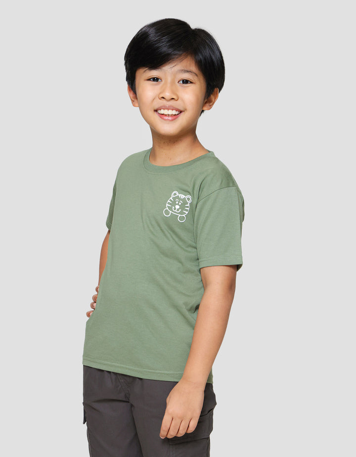Little M Tiger Sablon Kiri Kaos Anak Laki-laki