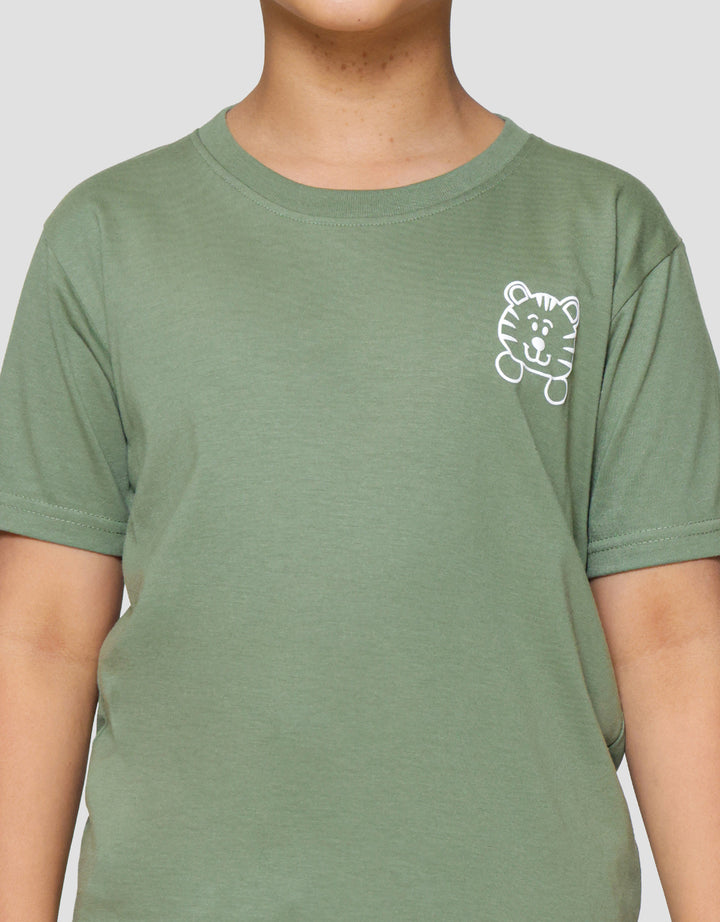 Little M Tiger Sablon Kiri Kaos Anak Laki-laki