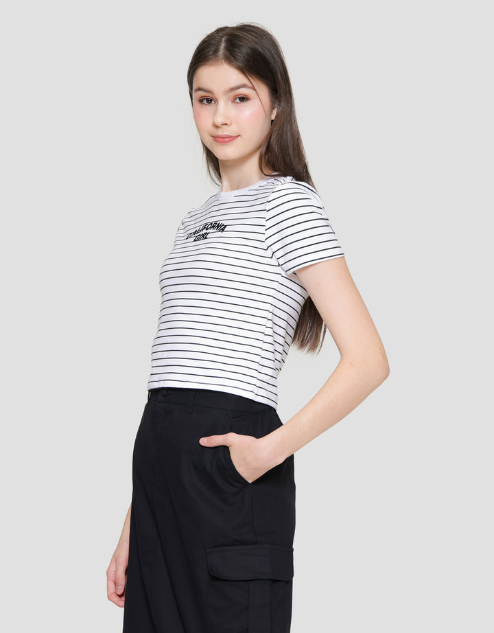 Nevada Stripe California Girl Kaos Lengan Pendek Wanita