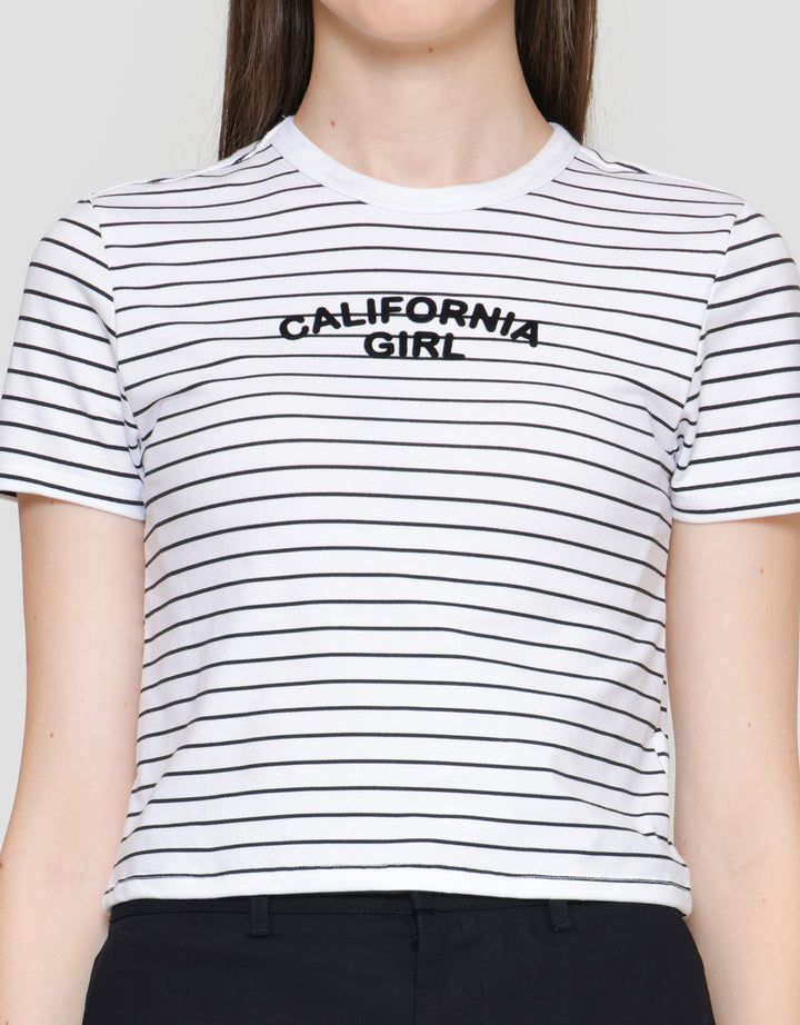 Nevada Stripe California Girl Kaos Lengan Pendek Wanita
