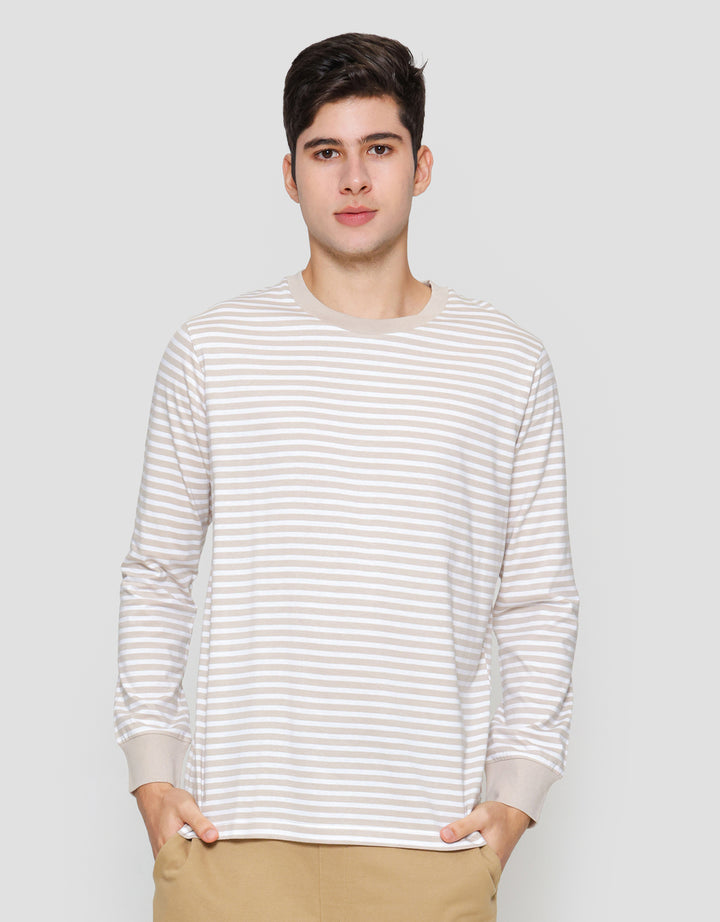 Suko Garis Kerah Bulat Kaos Lengan Panjang Pria