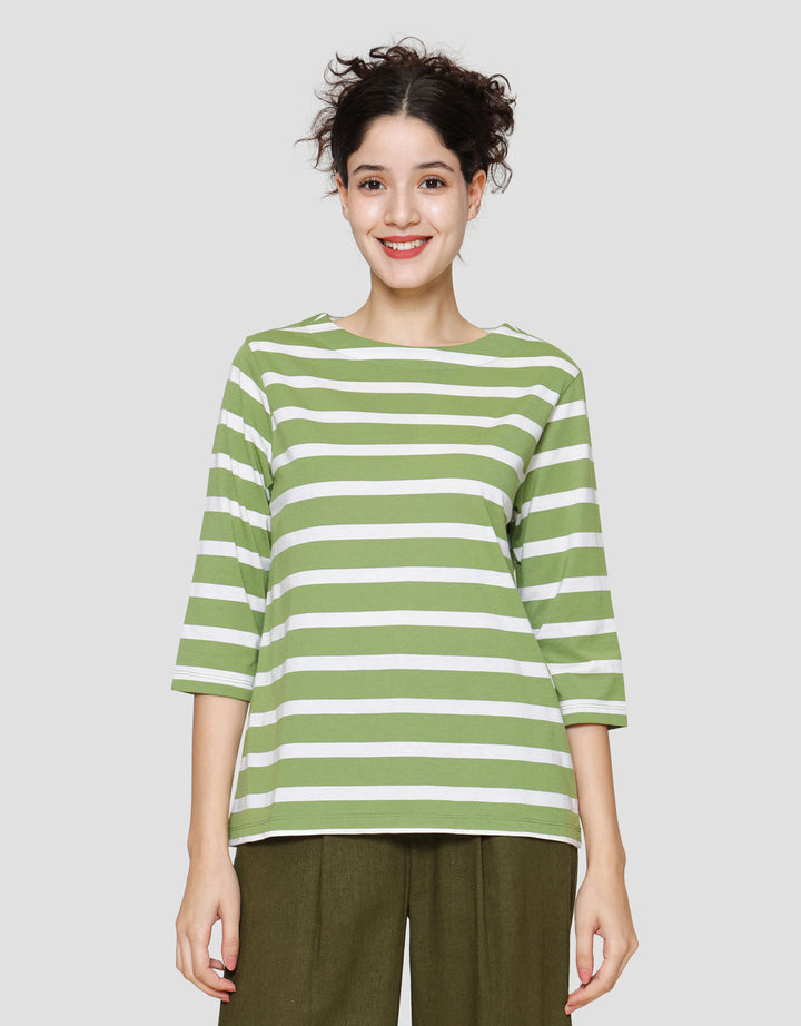 St. Yves Boat Neck Stripy Kaos Wanita