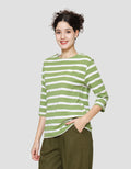 St. Yves Boat Neck Stripy Kaos Wanita