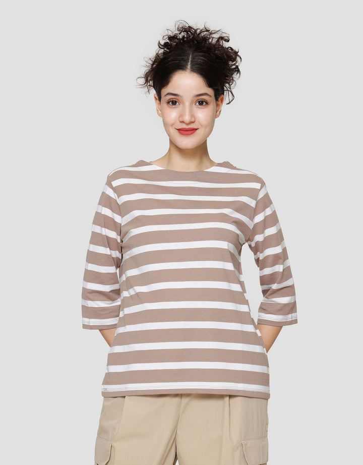 St. Yves Boat Neck Stripy Kaos Wanita