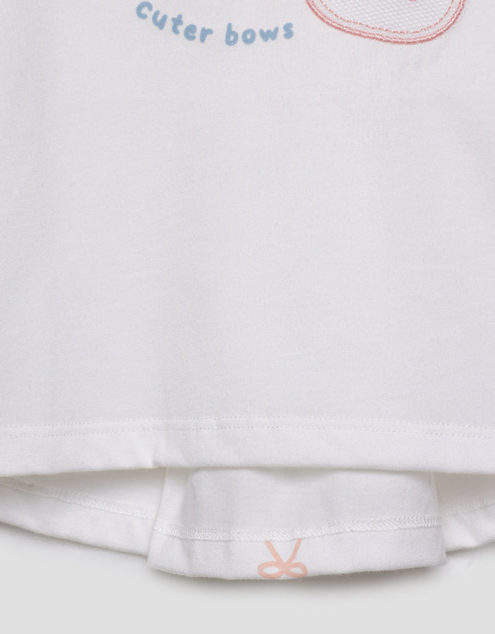 Little M Embro Bear With Back Layer Kaos Anak Perempuan