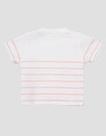 Little M Stripe Patch Bear Kaos Lengan Pendek Anak Perempuan