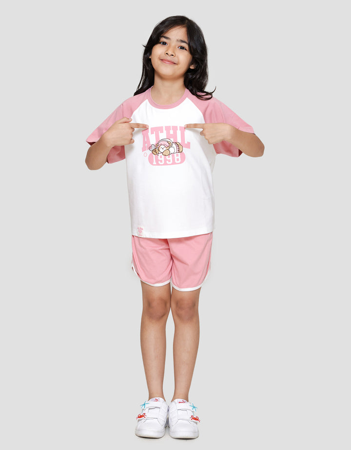 Nevada Baby Tee Raglan Bear Kaos Lengan Pendek Anak Perempuan