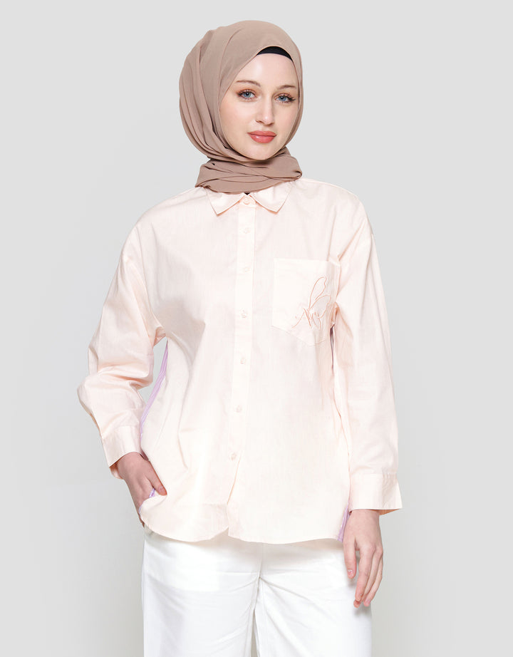 Annisa Stripe Combo Soft Cotton Kemeja Wanita