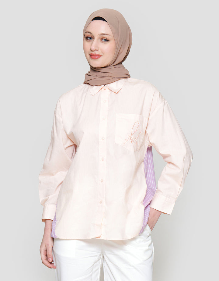 Annisa Stripe Combo Soft Cotton Kemeja Wanita