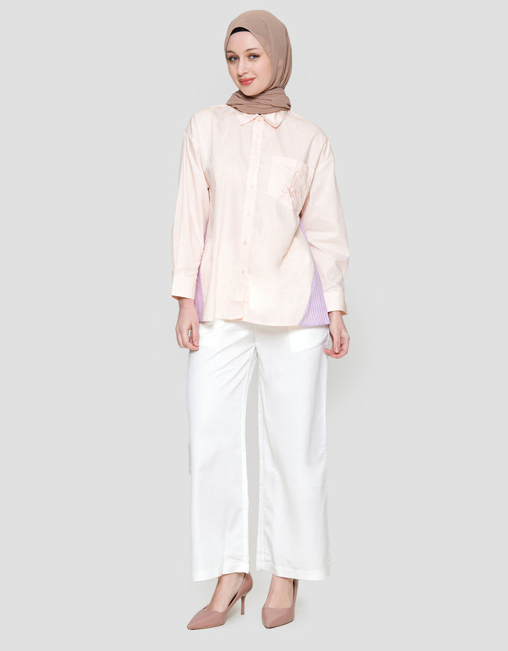 Annisa Stripe Combo Soft Cotton Kemeja Wanita