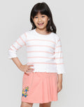Little M Rib Stripe Kaos Anak Perempuan