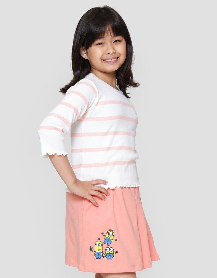 Little M Rib Stripe Kaos Anak Perempuan