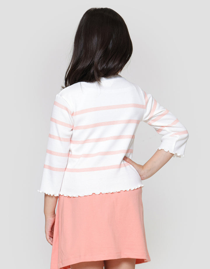 Little M Rib Stripe Kaos Anak Perempuan