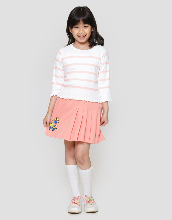 Little M Rib Stripe Kaos Anak Perempuan
