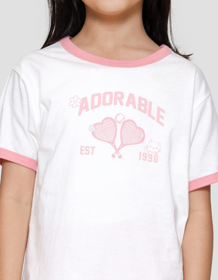 Little M Ringer Print Outline Kaos Anak Perempuan