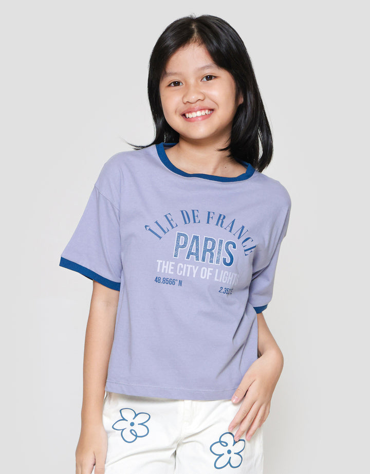 Nevada Ringer Print City Paris Kaos Anak Perempuan