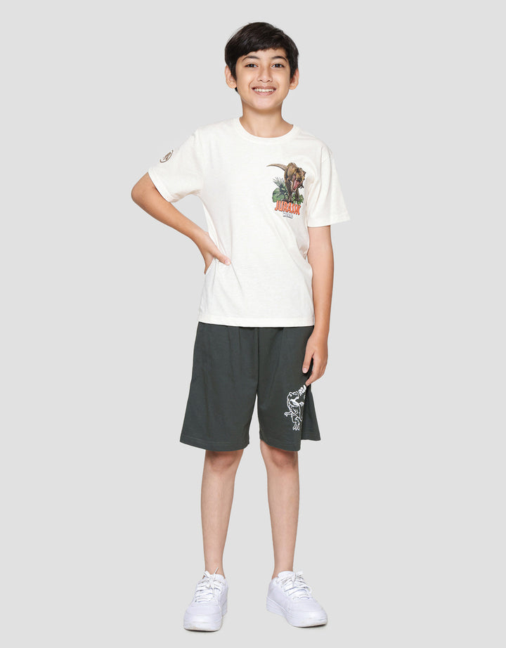 Character Jurassic T-Rex Cut Sew Kaos Anak Laki-laki