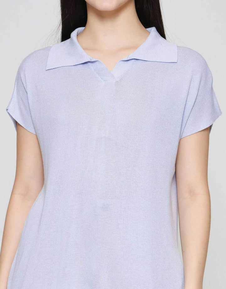 Suko Knit Top Rajut Cap Sleeve Collar Lengan Pendek Blouse Wanita