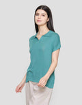 Suko Knit Top Rajut Cap Sleeve Collar Lengan Pendek Blouse Wanita