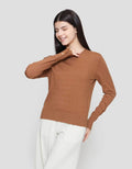 Suko Knit Top Rajut Kerah Bulat Lengan Panjang Kaos Wanita