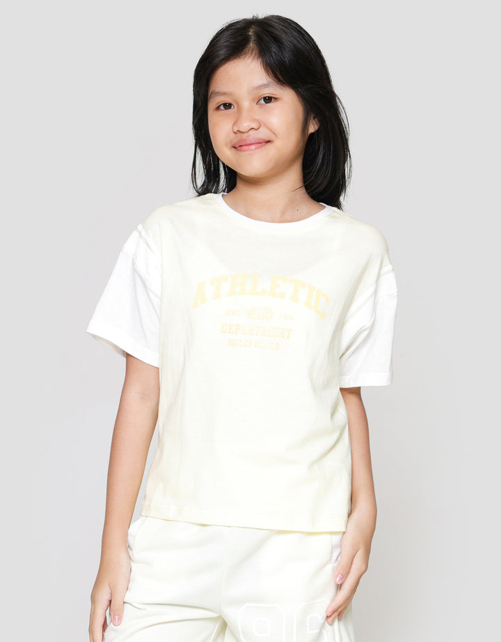 Nevada Boxy Varcity Look Like 2 Pc Athletic Kaos Anak Perempuan