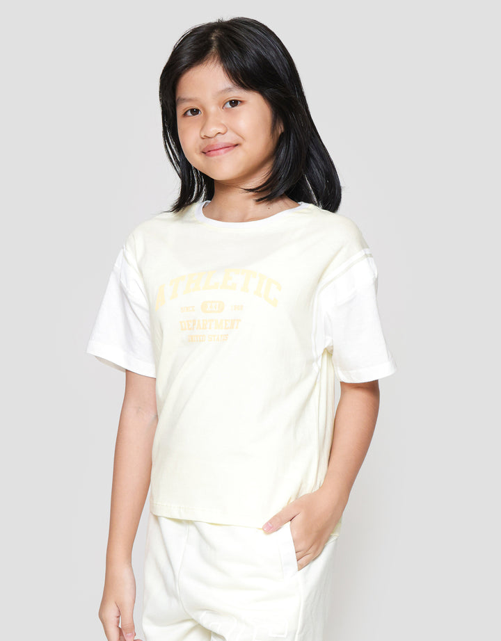 Nevada Boxy Varcity Look Like 2 Pc Athletic Kaos Anak Perempuan