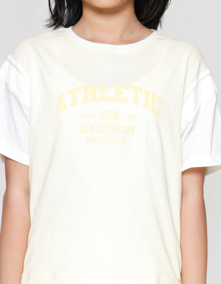 Nevada Boxy Varcity Look Like 2 Pc Athletic Kaos Anak Perempuan