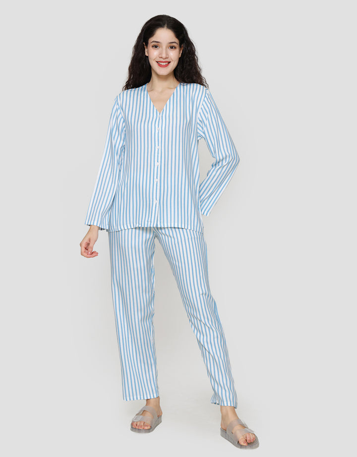 Nevada Print Stripe Setelan Piyama Wanita