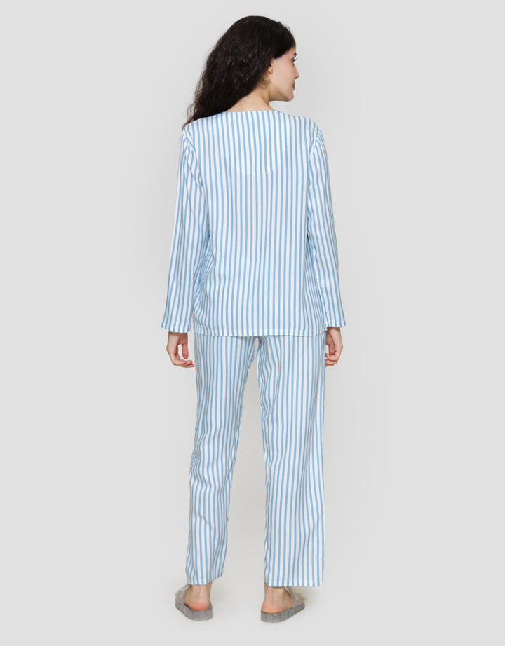 Nevada Print Stripe Setelan Piyama Wanita