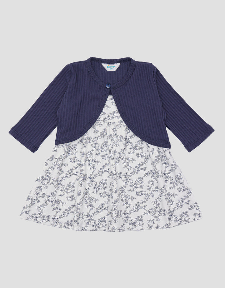Little M Ss Midi Dress Cardigan With Fp Flower Dress Bayi Perempuan
