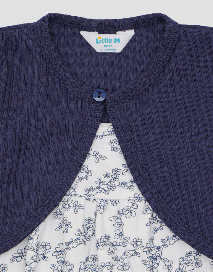 Little M Ss Midi Dress Cardigan With Fp Flower Dress Bayi Perempuan