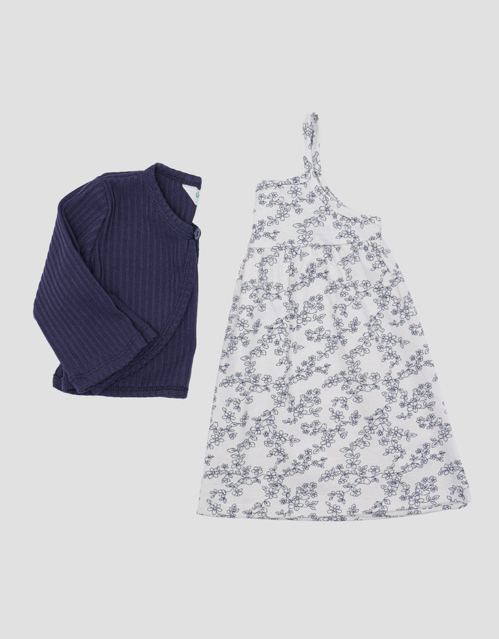 Little M Ss Midi Dress Cardigan With Fp Flower Dress Bayi Perempuan