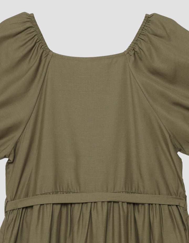 Suko Gaun Balon Kerah Kotak Lengan Pendek