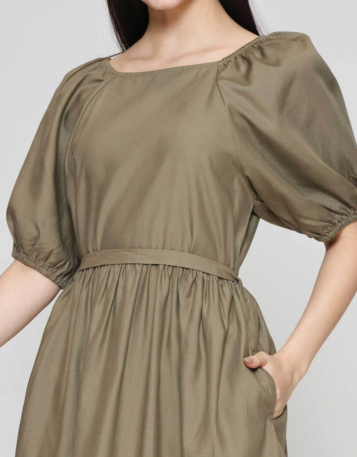 Suko Gaun Balon Kerah Kotak Lengan Pendek