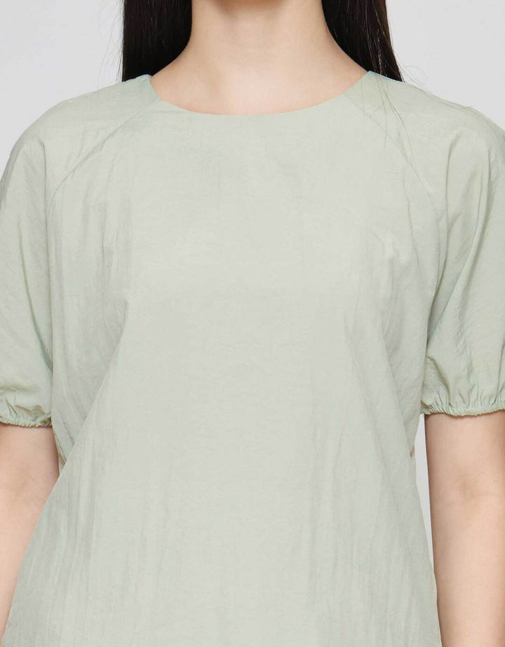 Suko Kerah Bulat Lengan Pendek Blouse Wanita