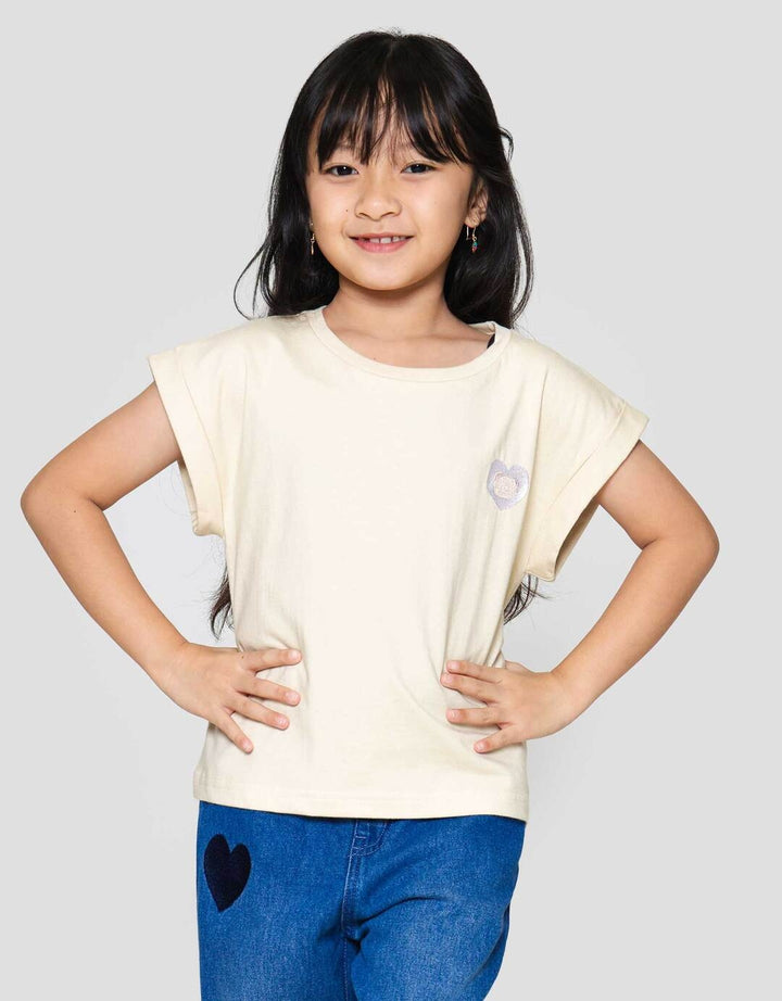 Little M Enzyme Lengan Lipat Kaos Anak Perempuan