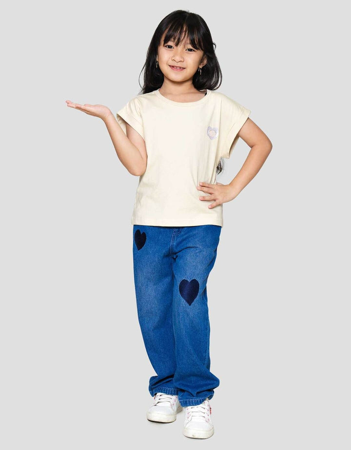 Little M Enzyme Lengan Lipat Kaos Anak Perempuan