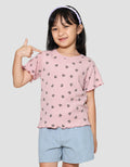 Little M Rib Bordir Chenile Pita Kaos Anak Perempuan