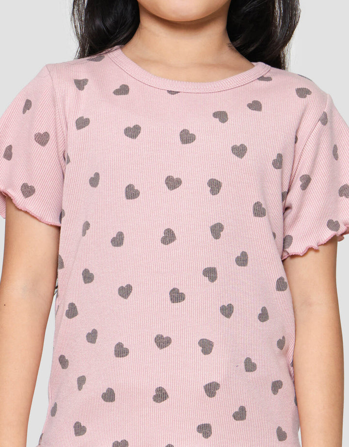 Little M Rib Bordir Chenile Pita Kaos Anak Perempuan