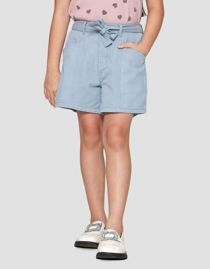 Little M Twill With Tali Pinggang Celana Pendek Anak Perempuan