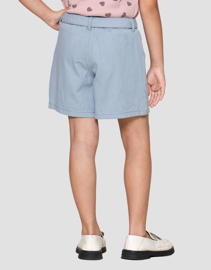 Little M Twill With Tali Pinggang Celana Pendek Anak Perempuan