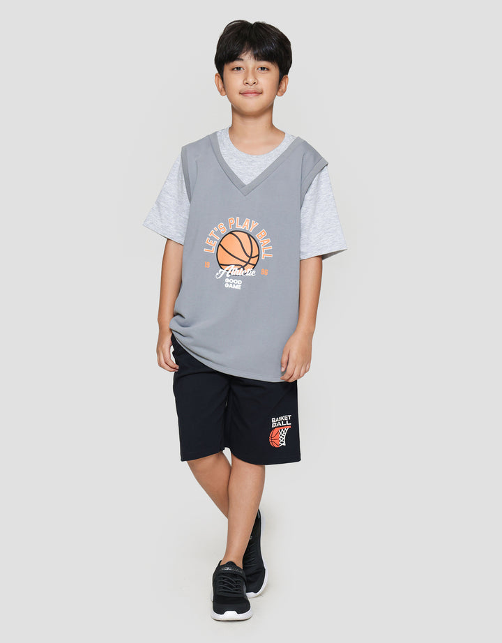 Nevada Contrast Vest Print Basket Ball Print Kaos Anak Laki-laki